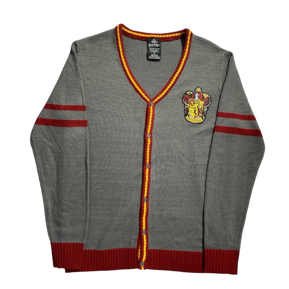 Harry Potter Cardigan Sweater Men's Medium Gryffindor Crest Patch